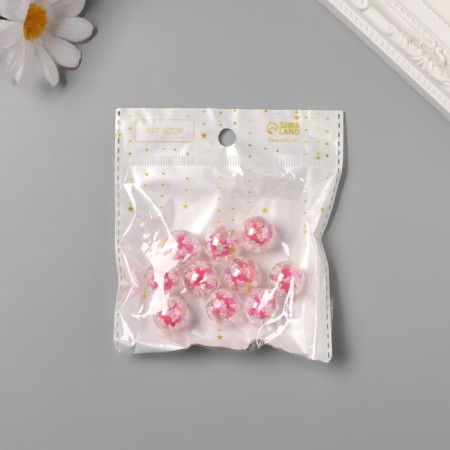 Acryl Busina "White butterflies" bright pink 1.6x1.6x1.6 cm-2