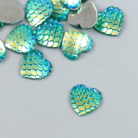 Decor for creativity plastic "Green scales - heart" 1.2x1.2 cm