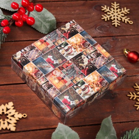 Cookie box, confectionery packaging, "beautiful evening", 12 x 12 x 3 cm, new year-5
