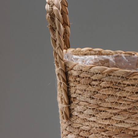 Kashpo wicker "safari" with handles, 21.5x21.5x18.8 cm, natural-2