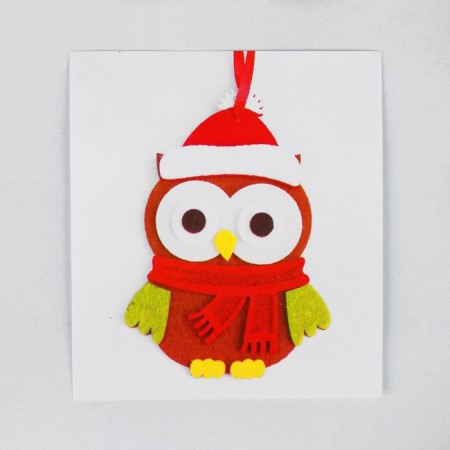 Set for creativity - Create a Christmas tree decoration from a felt "Owl in a New Year's cap"-2
