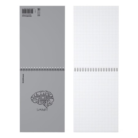Notepad for spirals A5, 80 sheets, cage, Erichkrause "Life Style", plastic cover silk -screen cover, OFSET BELICT 100%, silver-1