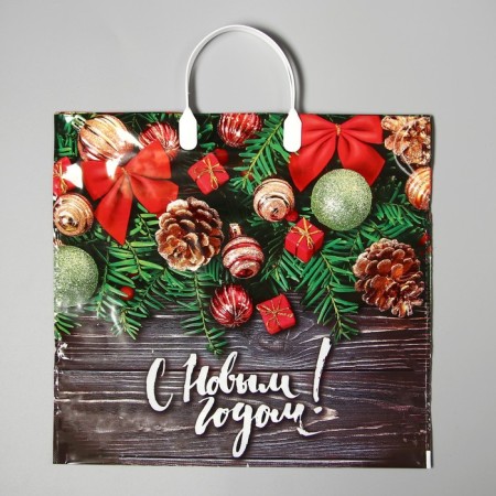 Package "Christmas bows", plastic with a plastic pen, 38 x 35 cm, 90 μm