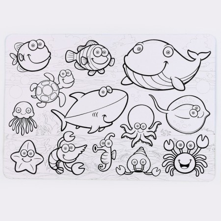 Stencil for kids "sea inhabitants" with coloring-4