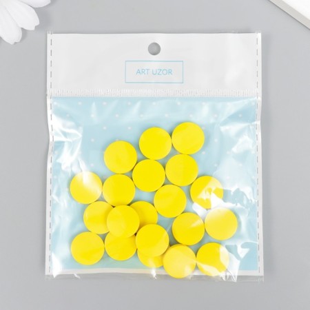 Beads for creativity wood "flat circle" set 20 pcs yellow 0.4x1.5x1.5 cm-3