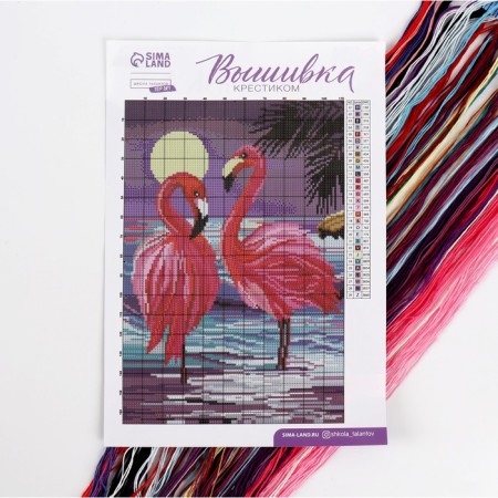 Cross -stitch "Flamingo", a set for creativity, 30 x 20 cm-2