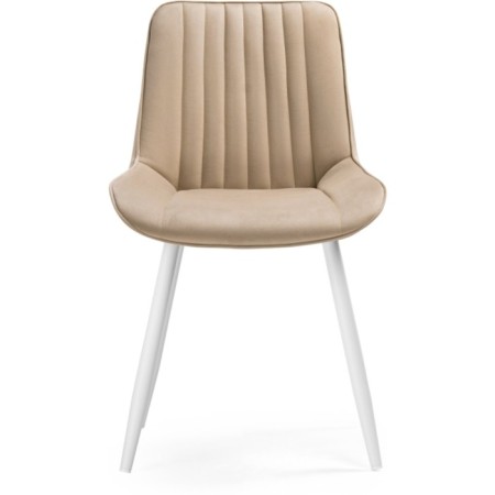 Stool on a metal frame Seda metal/velor, white/beige 50x56x82 cm-1
