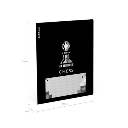 A notebook of 18 sheets in the Erichkrause "Chess Player", UV-Lyus, Cover Cover Cardboard, Offset Bloc, Mix-7