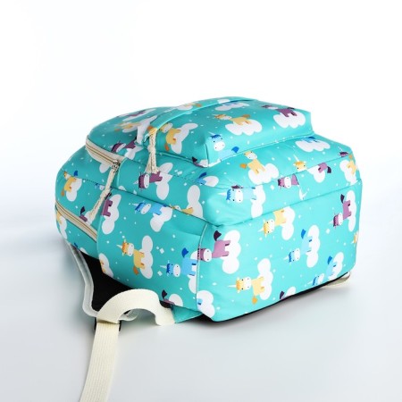 Set of a youth backpack from textiles, a choper bag, turquoise color-3