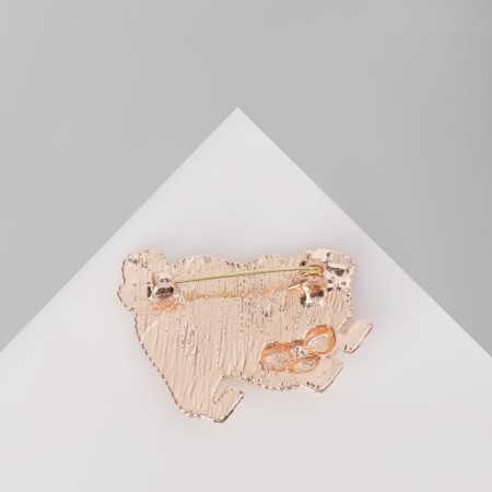 Brooch "puppy", black and white color in pink gold-2