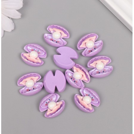 Decor for creativity Plastic "A shell with a pearl" sparkle set 10 pcs 2x1.8x0.9 cm-2