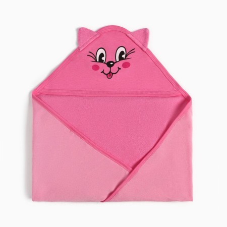 Baby towel, corner, terry, size 90x105 cm, pink color