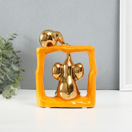 Souvenir Ceramics "Eliors - Support. Square" Orange with gold 6x13.5x17.5 cm-3