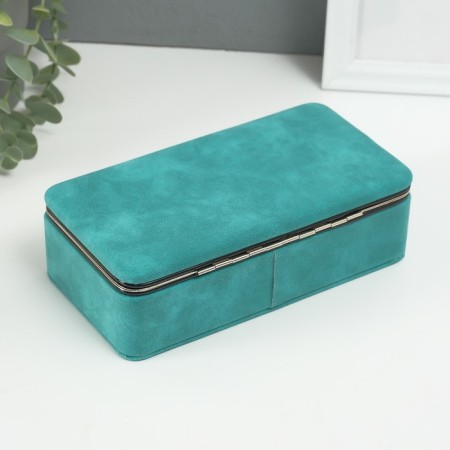 Casket to the leatherette for jewelry "velvet leather" sea water 10x18x6 cm-3
