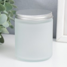 Bank for candles glass with a white matte lid 8.8x7x7 cm