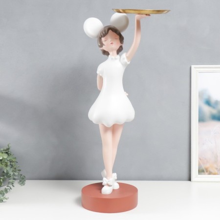 Souvenir Polystone stand "Baby with ears, in a white dress with a dish" 81x40x40 cm
