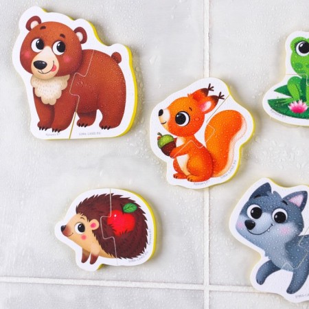 Soft puzzle for babies "Forest animals", 5 puzzles, crumb I-10