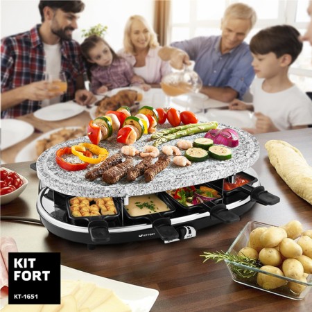 Elektogril KitFort KT-1651, Raklettsa, 1500 W, 8 pans, 7x7 cm, black-6