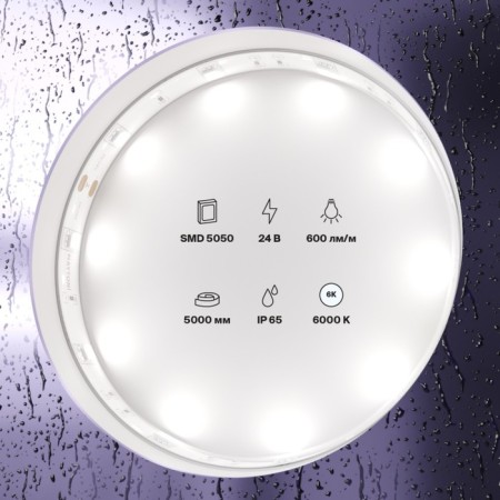 Maytoni Led Strip 10165, 24V, 5 m, IP65, 5050, 7.2 W/m, 10x2.3, 6000K, monochrome-2