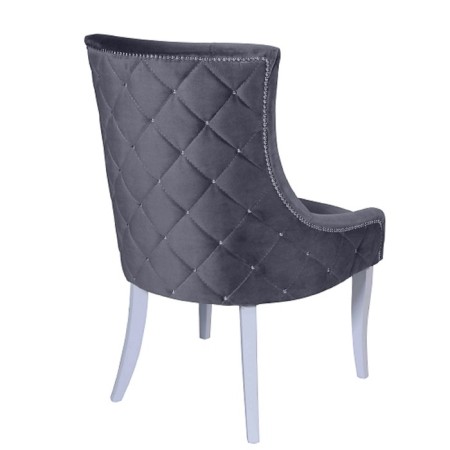 Chair "Marzio", velor fabric, Molding Nickel, support of the white array, Gray color-1