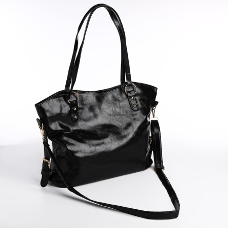 Soper bag with zipper, black color-2