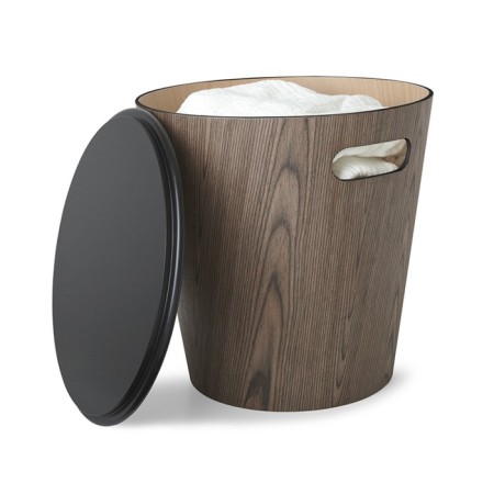 Stool Woodrow, 403 × 403 × 405 mm, black / nut color-1