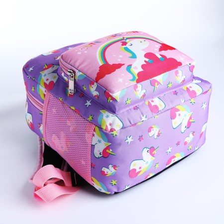Baby backpack on lightning, 3 outer pockets, purple/pink color-3