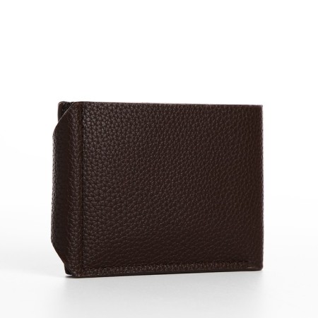 Male purse for magnet, department for bills, cards, coins, brown color-1