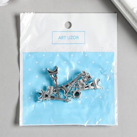 Bale with a suspension metal for the creativity "Eiffel Tower" silver 3.6 cm-2