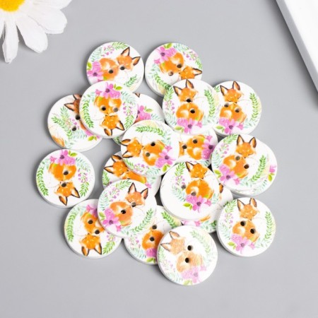 Button decorative tree "fox" 2.5x2.5 cm-4