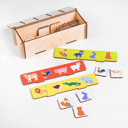 Sorter "Study animals." 4 cards, 16 chips-2