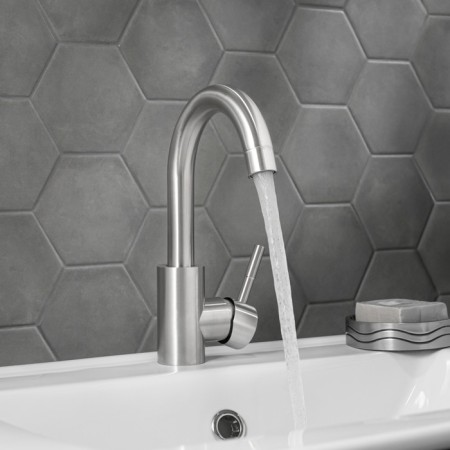Mixer for the sink RMS SUS124-001F-1, single-leaf, ceramic cartridge d = 35 mm, satin-3