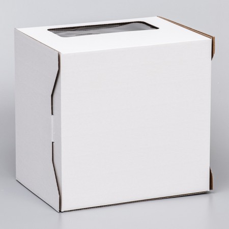 Box for cake 2 windows, with handles, white, 26 x 26 x 20 cm-2