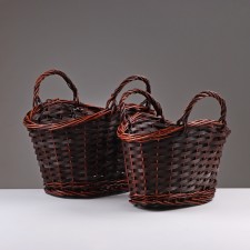A set of baskets of 2 pcs, 39x25x19/33 cm, brown, willow