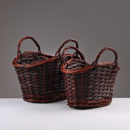 A set of baskets of 2 pcs, 39x25x19/33 cm, brown, willow