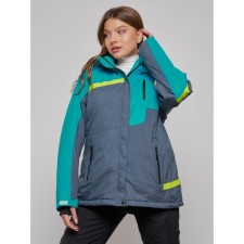 Ski jacket female winter, size 58, green color