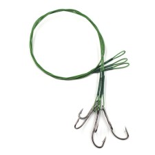 The leash of the steel namazu Leader 1x7 Coated Green, D = 0.42 mm, l = 40 cm, with a lively hook