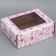Box a gift team with a window, packaging, "flowers", white, 27x10x21 cm