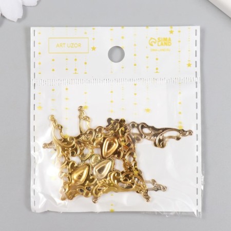 Metal corner "openwork" gold set 4x4 cm-4