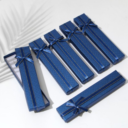 Gift box for a bracelet/chain/watch "Bow" glass print, 21 × 4, blue color blue-1