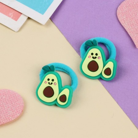Hair elastic band "Baby" (set 2 pcs) avocado, 3 cm, green-1