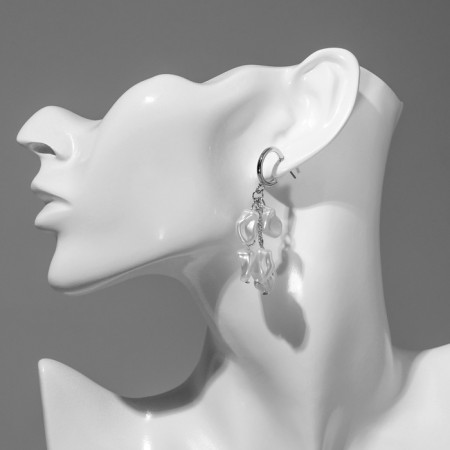 Earrings with pearls "Artemis" different drops, white color in silver-2