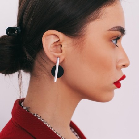Earrings Assorted "Art" line, black color in silver-2
