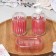 A set of accessories for the bathroom "stripes", 3 items (soap dish, soap dispenser, glass), red color