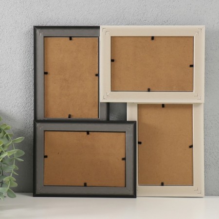 Photo frame Plastic in 4 photos 10x15 cm "Aurora" Black and white 31.5x31.5 cm-2