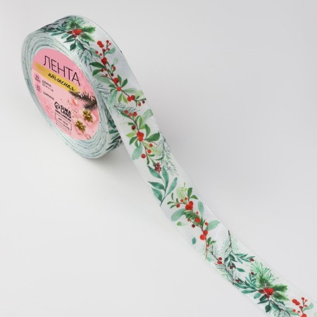 Satsis tape "Christmas Wreath", 25 mm, 23 ± 1 m-1