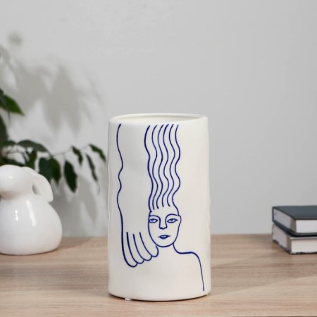 VAZ Coramics Table "Picasso" (manual painting) girl, h-20.5 cm d-12 cm, blue-white