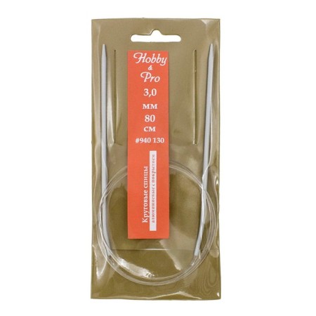 The knitting needles are circular, aluminum with 80 cm/3.0 mm coating