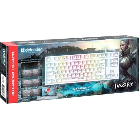 Keyboard Defender IVORY GK-579, game, wired, mechanical, backlight, 87 cl, USB, white-2