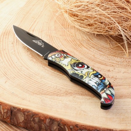 Folding Skull knife 15.3cm, blade 66mm/1.5mm